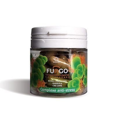 Gélules CBD Anti-Stress Fungo | Reishi Cordyceps Rhodiola | 25mg CBD