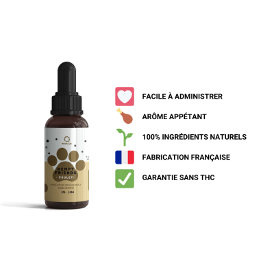 Huile CBD Animaux 3% Poulet NOVALOA 10ml | Bien-être Animal