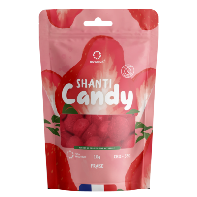 Bonbon CBD Fraise NOVALOA 40mg | Sans Sucre Fabriqué en France