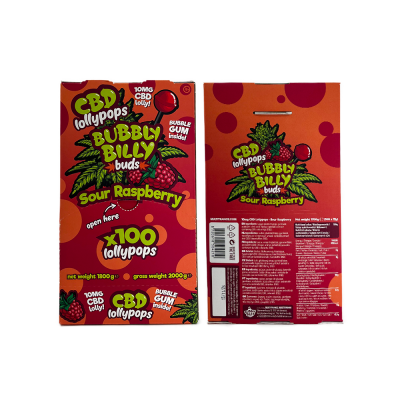 Sucettes CBD Framboise 10mg - Lot de 100 | Bubbly Billy | Kana Pharma