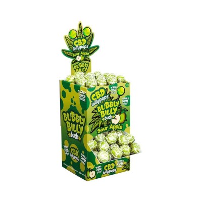 Sucette CBD Pomme Verte 10mg - Lot de 100 pcs | Bubbly Billy