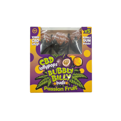Sucette CBD Fruit de la Passion 10mg - Pack de 5 | BUBBLY BILLY