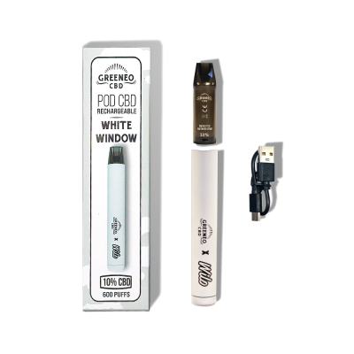 Vape Pen CBD 10% White Window GREENEO | Rechargeable Sans Nicotine