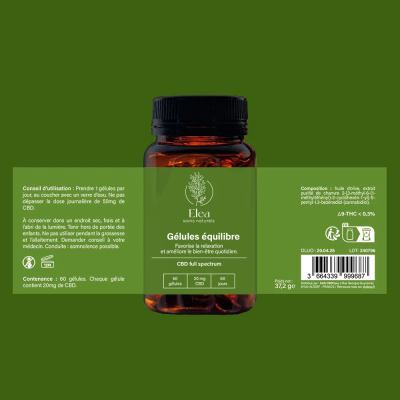 Gélules CBD Équilibre ELEA 20mg | 60 gélules full spectrum | Kana Pharma