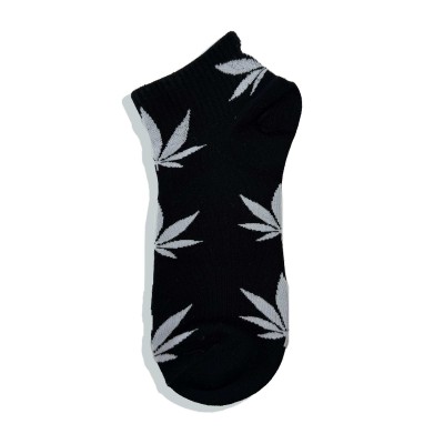 Chaussettes Cannabis Noires Feuilles Blanches | Confort Premium | Kana Pharma