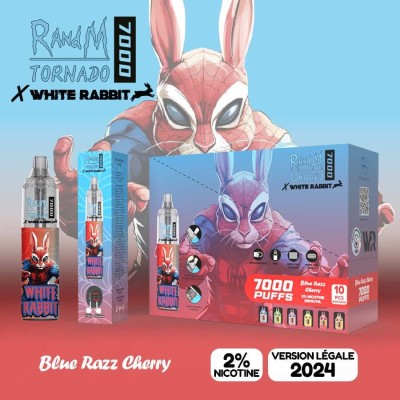 White Rabbit x RandM Tornado 7000 Blue Razz Cherry - Puff Rechargeable 20000 bouffées | Kana Pharma