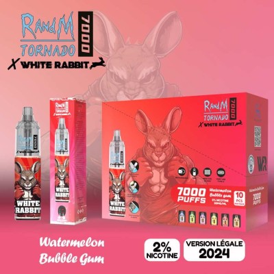 Puff White Rabbit Tornado 7000 Watermelon Bubble Gum | 20000 bouffées