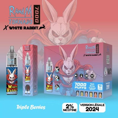 Puff White Rabbit x RandM Tornado 7000 Triple berries - Rechargeable 7000 bouffées | Kana Pharma