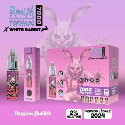 WHITE RABBIT x RandM TORNADO 7000 Passion Bubble - Puff Rechargeable 20000 Bouffées