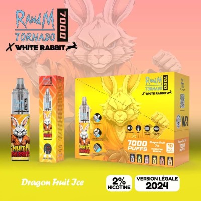 Puff Tornado 7000 Dragon Fruit Ice White Rabbit - Rechargeable 20000 bouffées | Kana Pharma