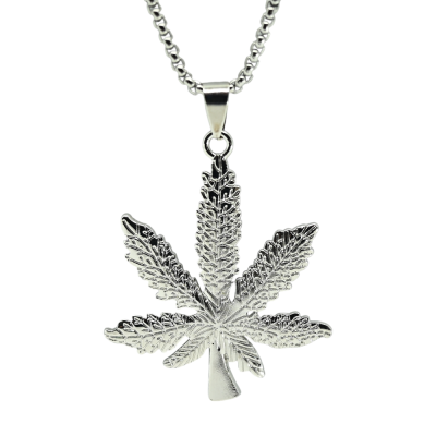 Collier Feuille Cannabis Argenté 5x4cm - Bijou CBD | Kana Pharma