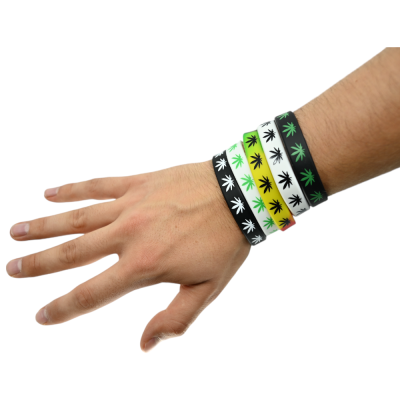Lot 5 Bracelets Silicone Cannabis CBD | Motif Feuille | Kana Pharma