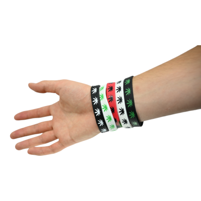 Lot 5 Bracelets Silicone Cannabis CBD | Motif Feuille | Kana Pharma