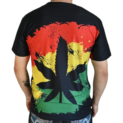 T-shirt Cannabis Rasta Coloré | Design Feuille CBD - Kana Pharma