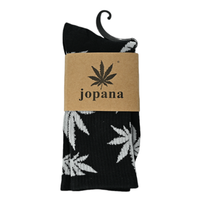 Chaussettes Cannabis Noir - Motif Feuilles Blanches | Kana Pharma