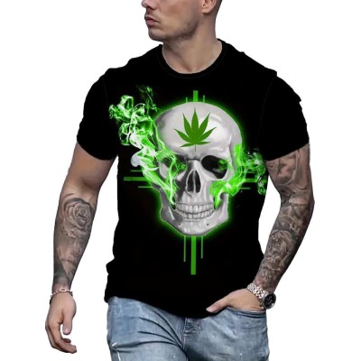 T-shirt White Skull Weed - Design Cannabis Original | Kana Pharma