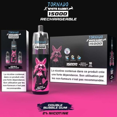 Puff Tornado 15000 White Rabbit Double Bubble Gum - Rechargeable 50000 bouffées