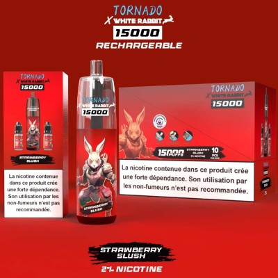 Puff Tornado 15000 White Rabbit Strawberry Slush - Rechargeable 50 000 bouffées