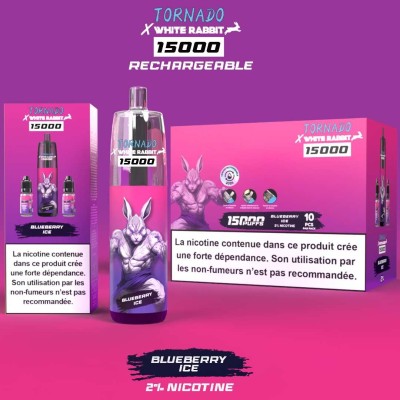 Puff Tornado 15000 White Rabbit Blueberry Ice - Rechargeable 50000 Bouffées