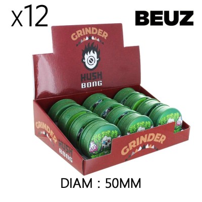 Boîte 12 Grinders Beuz Skeleton Vert 50mm | Chanvre Biodégradable