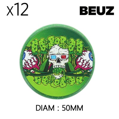 Boîte 12 Grinders Beuz Skeleton Vert 50mm | Chanvre Biodégradable