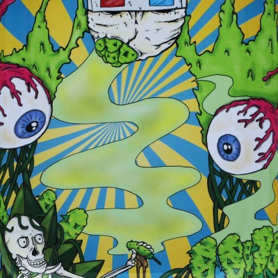 Plateau Roulage Beuz Skeleton PM 18x14cm | Design Psychédélique Métal