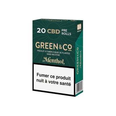 Cigarettes CBD Menthol Green&Co ✓ 20 Pre-rolls Sans Tabac | Kana Pharma