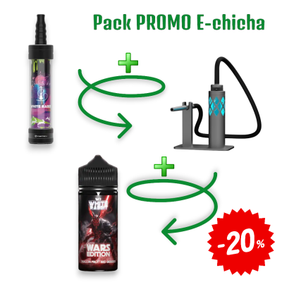 Pack e-Chicha White Rabbit Air Gun Métal -20% | Kit Complet Fumytech | Kana Pharma