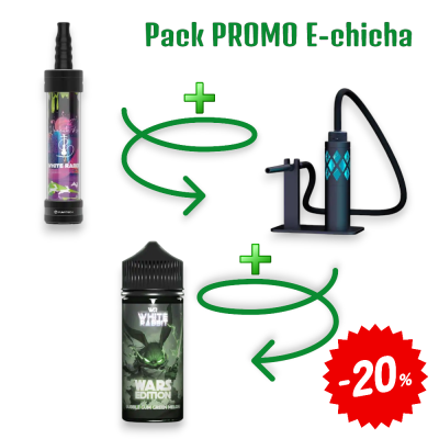 Pack E-chicha White Rabbit Air Bleu + Support + E-liquide | Kana Pharma