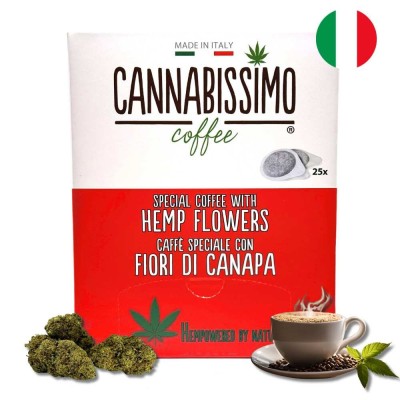 Dosettes Café Chanvre Cannabissimo 25x - Café Italien aux Fleurs CBD