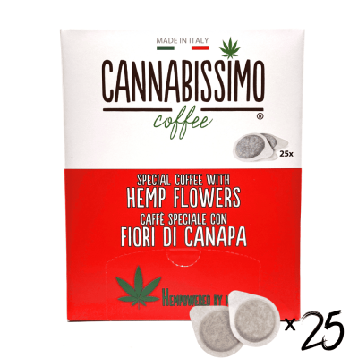 Dosettes Café Chanvre Cannabissimo 25x - Café Italien aux Fleurs CBD