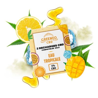 Cartouches CBD Eau Tropicale Greeneo 1% - Pack 2 Recharges Wilo | Kana Pharma