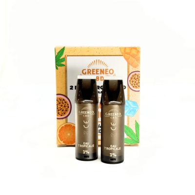 Cartouches CBD Eau Tropicale Greeneo 1% - Pack 2 Recharges Wilo | Kana Pharma
