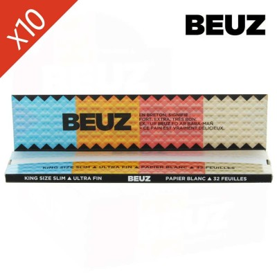Lot 10 Carnets Feuilles Slim BEUZ King Size - Papier Blanc Ultra Fin