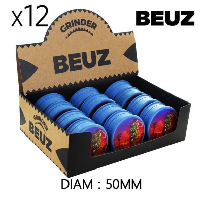 Pack 12 Grinders Chanvre Biodégradable Bleu 50mm | Smiley Valley | Kana Pharma