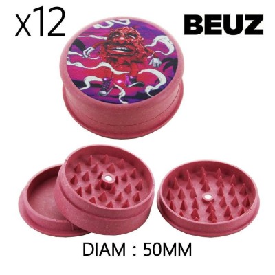 Lot 12 Grinders Beuz Pink Bloodybud 50mm Biodégradable | Kana Pharma