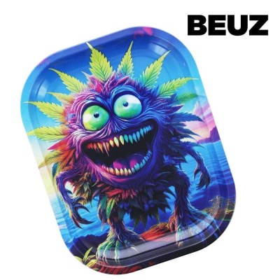 Plateau Roulage Beuz Weedmonster | Design Psychédélique Métal 18x14cm