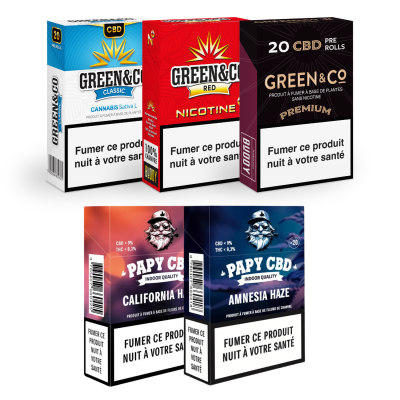 Pack Découverte 5 Cigarettes CBD Premium | Green&Co & Papy CBD