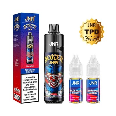 Puff Joker 24K Blue Razz Cherry JNR | 24000 Bouffées | Kit Rechargeable