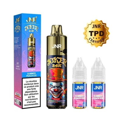 Puff Joker 24K Summer Peach Ice JNR | Kit Rechargeable 24000 Bouffées | Kana Pharma