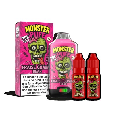 Kit Monster Puff 28k Fraise Gummy Bear | 28000 Puffs | Kana Pharma