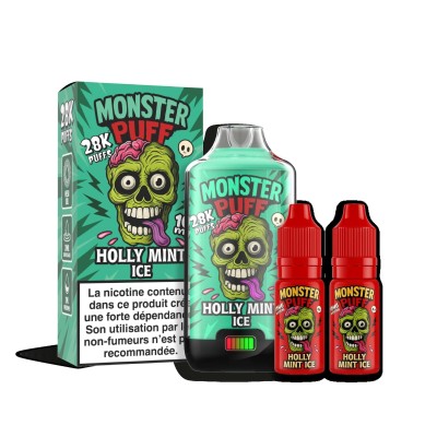 Kit Puff Monster Puff 28k Holly Mint Ice | 28000 bouffées | Kana Pharma