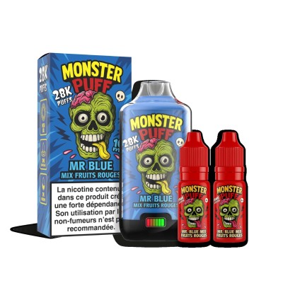 Puff Monster 28k Mr Blue Mix Fruits Rouges - Kit Complet Français | Kana Pharma