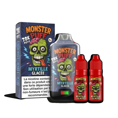 Puff Monster 28k Myrtille Glacée | Kit E-cigarette 28000 Bouffées | Kana Pharma