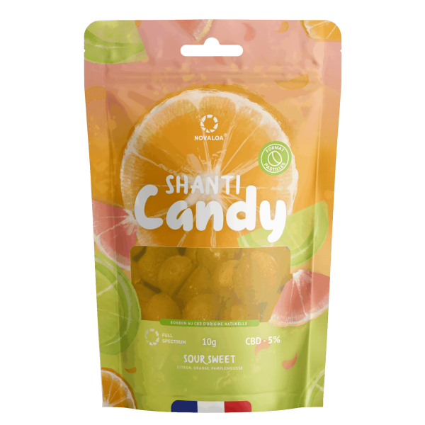 ShantiCandy Pastilles de CBD 5% Sans Sucre - Trio d'Agrumes - 10g ou 25g