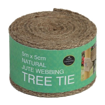 Attache d'arbre en toile naturelle jute 5m x 5cm | Sangle écologique biodégradable