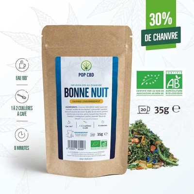 Tisane CBD Bio Bonne Nuit 35g | Infusion Sommeil Naturelle POP CBD