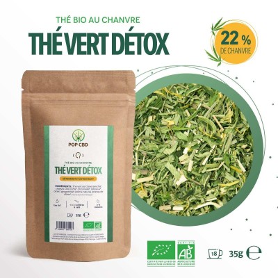 Thé CBD Bio Détox POP CBD - Thé Vert au Chanvre 35g | Kana Pharma