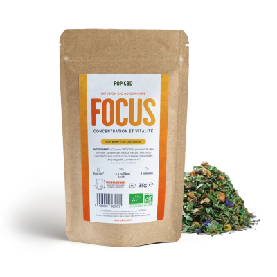 Tisane CBD Bio Focus & Vitalité Pop CBD 35g | Infusion Énergisante