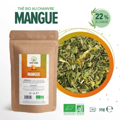 Thé CBD Bio Mangue POP CBD 35g - Infusion 22% Chanvre | Kana Pharma
